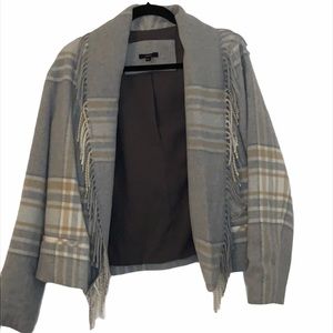 Drew Jacket  Gray Patterned and Fringe